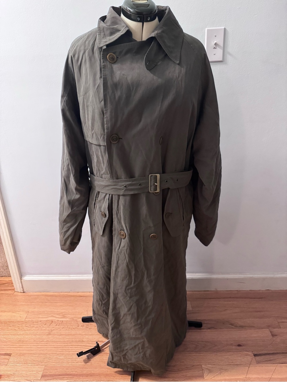 London Fog Olive Trench Coat with Belt